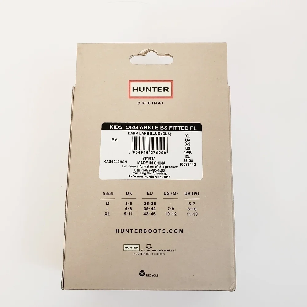 NIB Hunter Kids Fitted Ankle Boot Socks Blue Kids Size XL